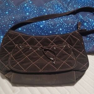 VERA BRADLEY Brown Quilted Ribbon Bow Shoulder Bag Purse